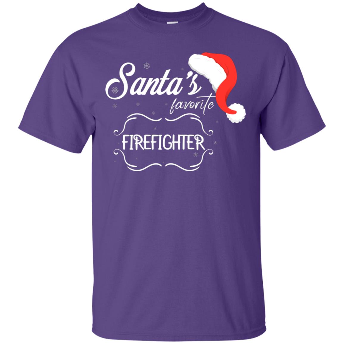 Santa's Favorite Firefighter Firefighting X-mas Gift Shirt For Mens Womens Purple