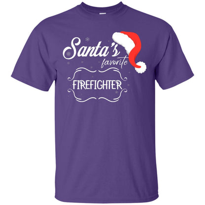 Santa's Favorite Firefighter Firefighting X-mas Gift Shirt For Mens Womens Purple