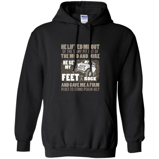 Christian T-shirt He Set My Feet On A Rock He Is My Jeep Black