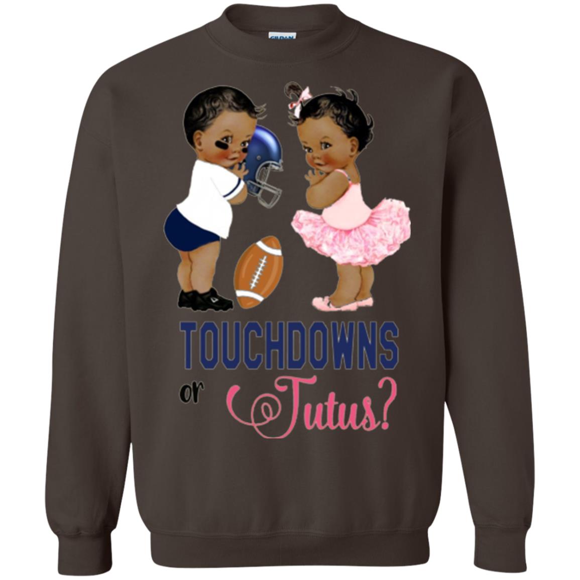 Ethnic Touchdowns Or Tutus Gender Reveal Party Football Lover T-shirt Dark Chocolate