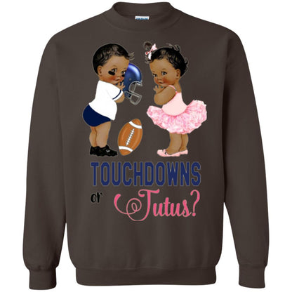 Ethnic Touchdowns Or Tutus Gender Reveal Party Football Lover T-shirt Dark Chocolate