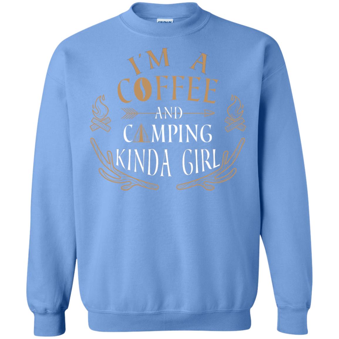 I'm A Coffee And Camping Kinda Girl Shirt Carolina Blue