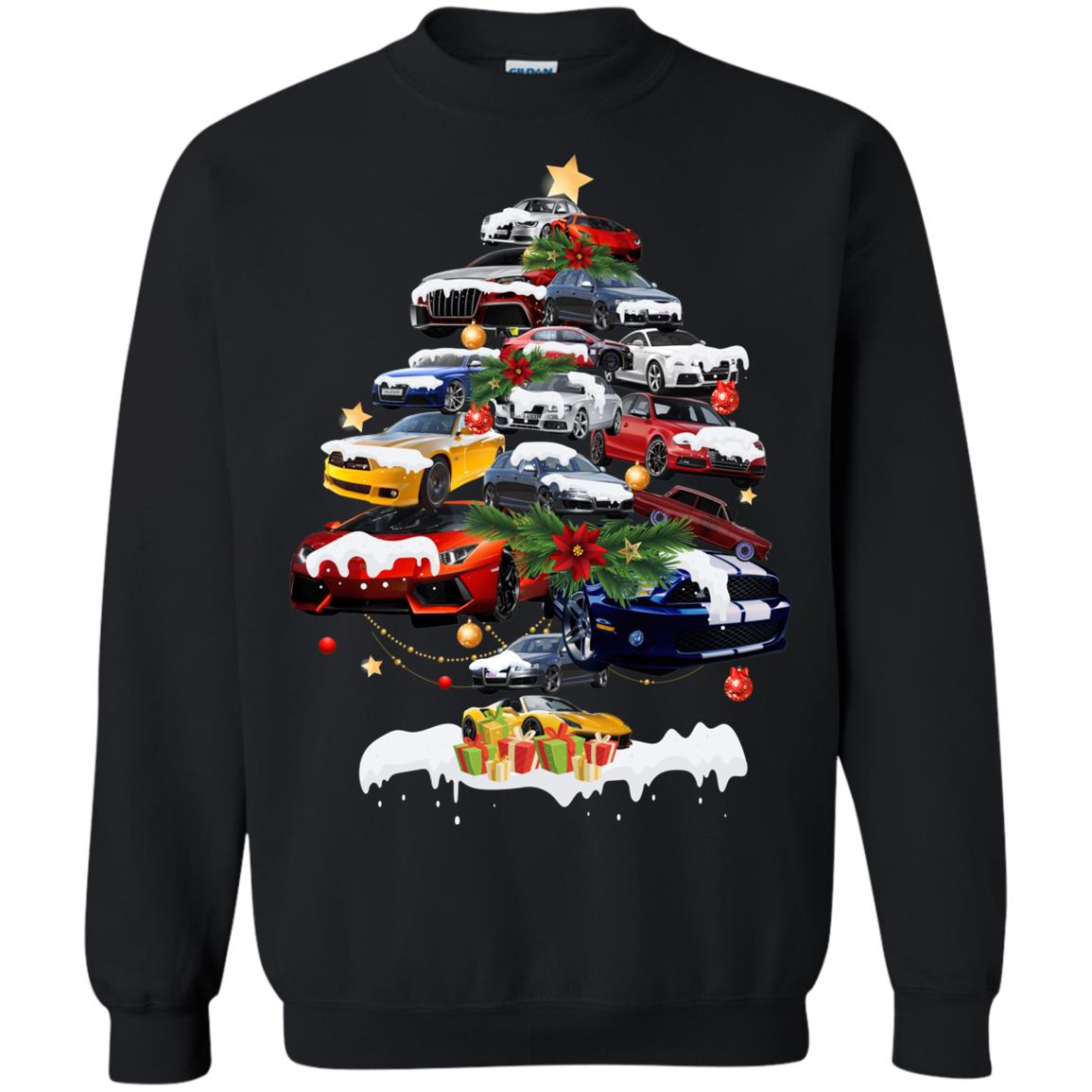 Cars Christmas Tree X-mas Gift Shirt For Mens Or Womens Black