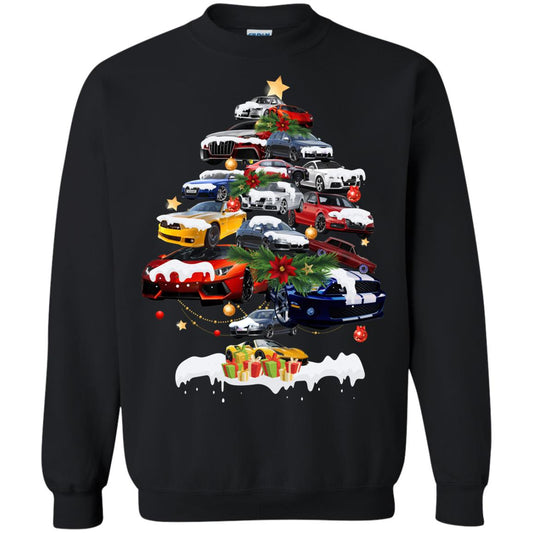 Cars Christmas Tree X-mas Gift Shirt For Mens Or Womens Black