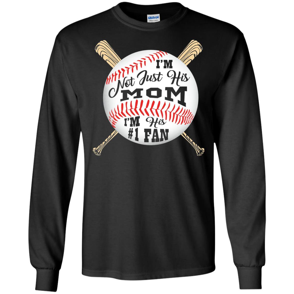 Baseball Mom Shirt Im Not Just His Mom Fan Black