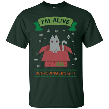 Im Alive Schrodingers Gift Cat Christmas Shirt Forest