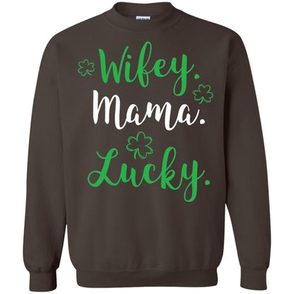 Wifey Mama Lucky Mom St Patricks Day T-shirt Dark Chocolate