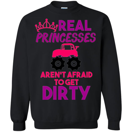 Monster Truck Girl T-shirt Real Princesses Get Dirty Black