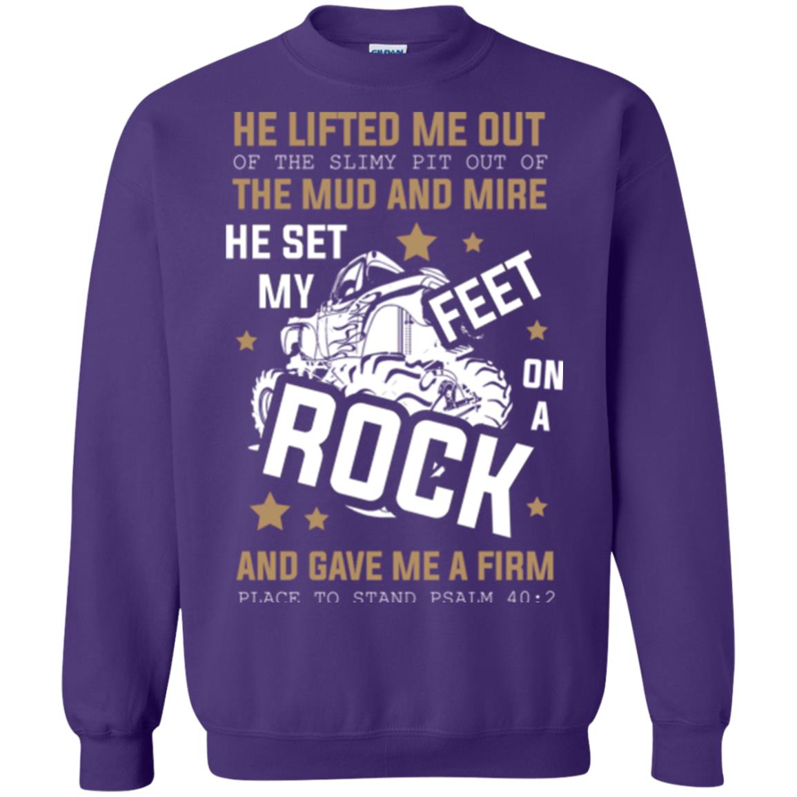 Christian T-shirt He Lifted Me Out Of The Slimy Pit Out Of The Mud And Purple