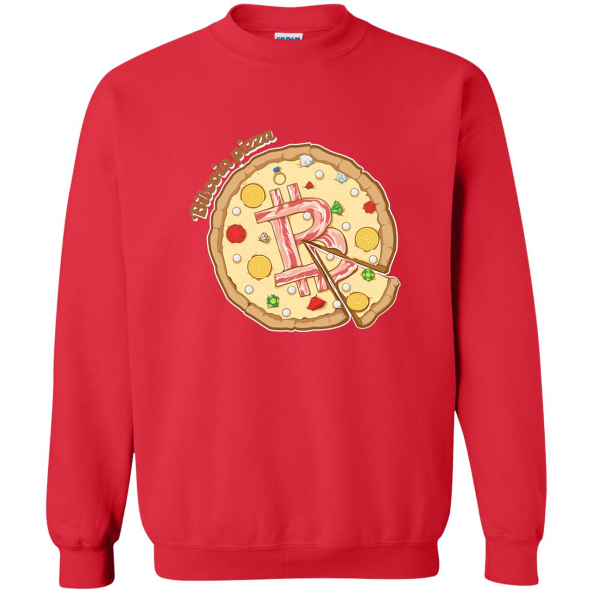 Funny Bitcoin Pizza T-shirt Crypto Currency Red