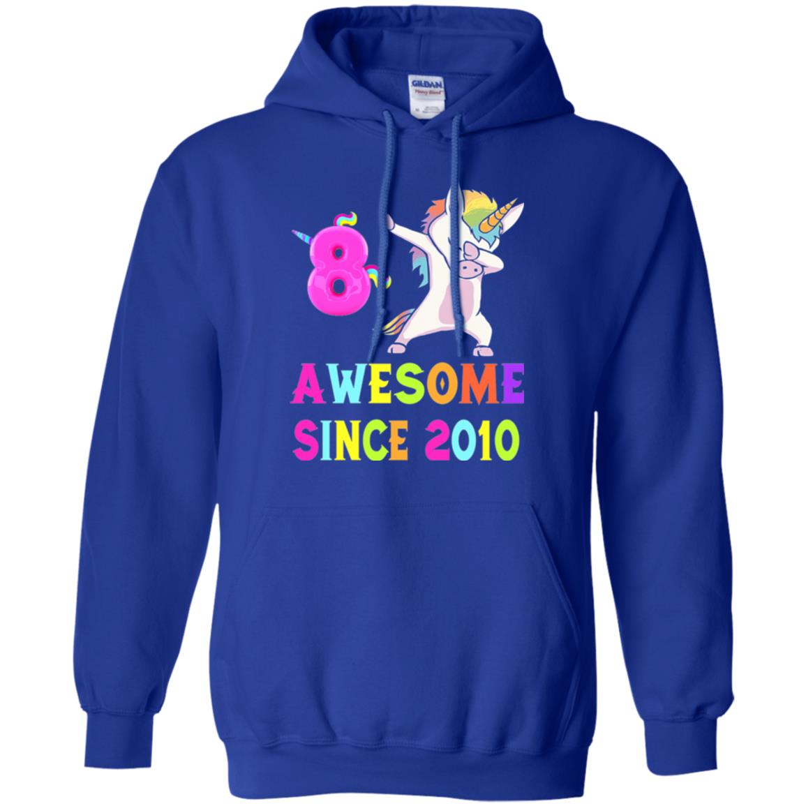 8th Birthday T-shirt Unicorn Dabbing Awesome Since 2010 Royal