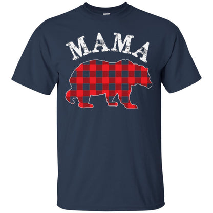 Mama T-shirt Red Plaid Mama Bear Navy