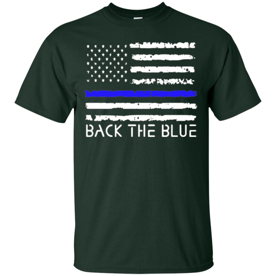 Thin Blue Line T-shirt Back The Blue Forest Green