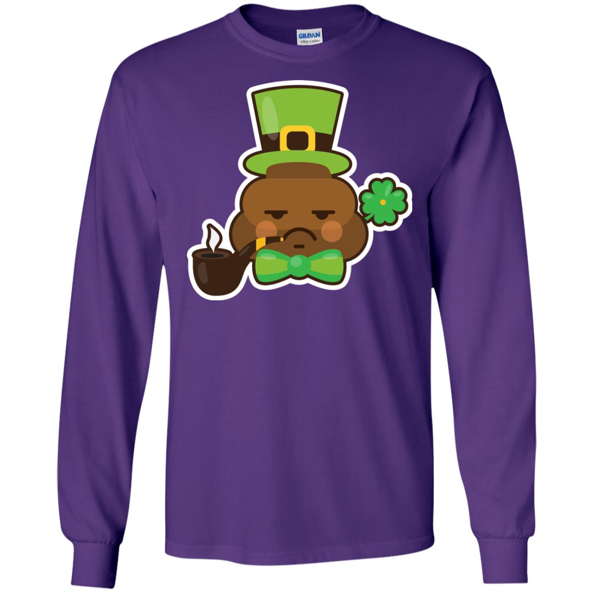 Saint Partick's Day T-shirt Leprechaun Poop Emoji With Patrick Hat Purple