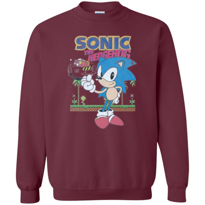 Gamer T-shirt Sega Sonic The Hedgehog Battles Dr. Eggman Robotnik Maroon