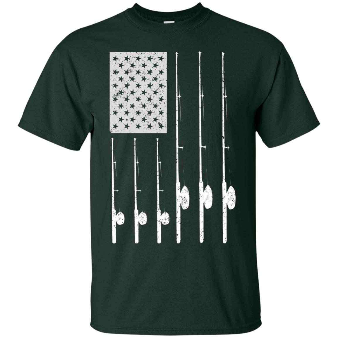 Patriotic Fishing T-shirt American Usa Flag Great Forest