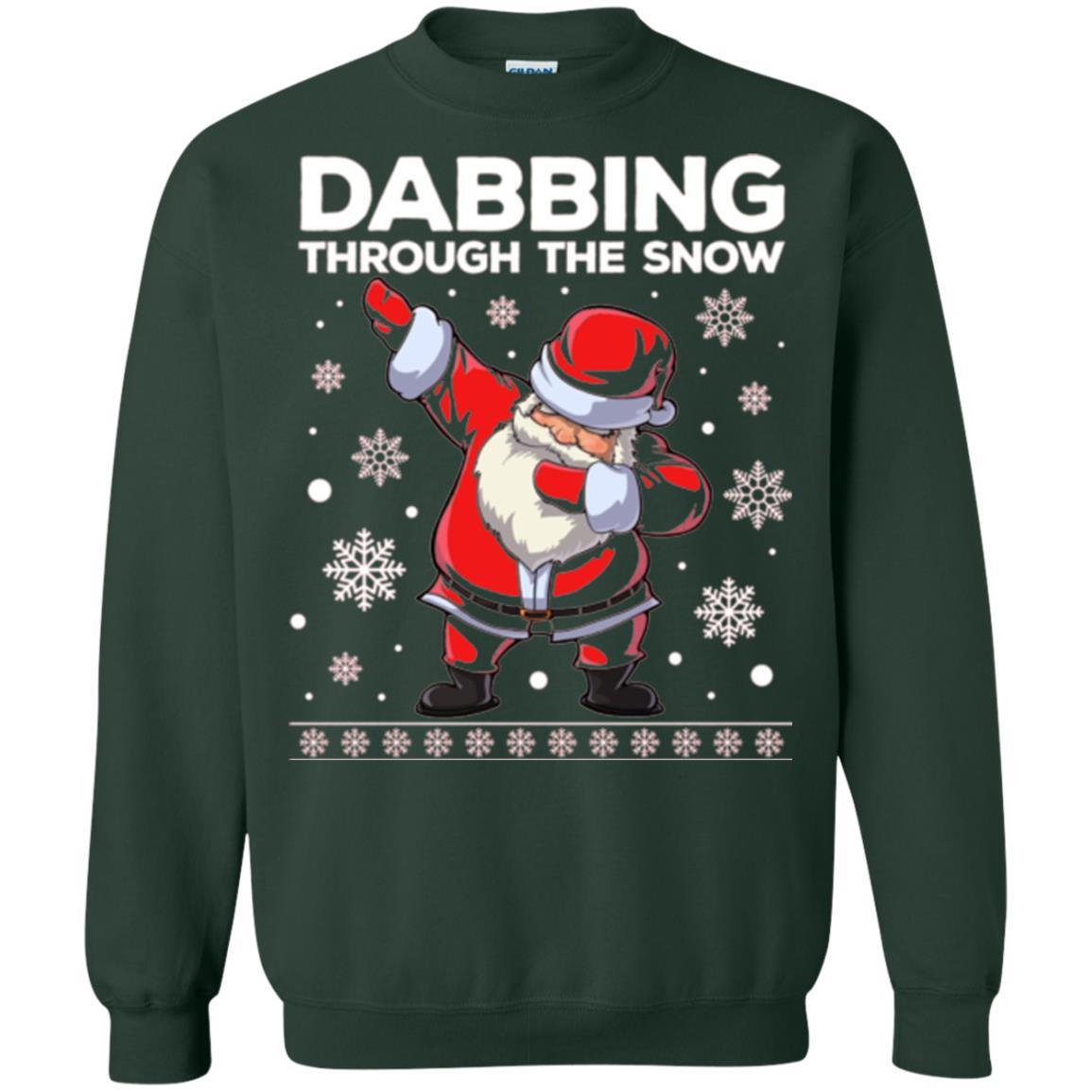 Christmas T-shirt Dabbing Through The Snow T-shirt Forest Green