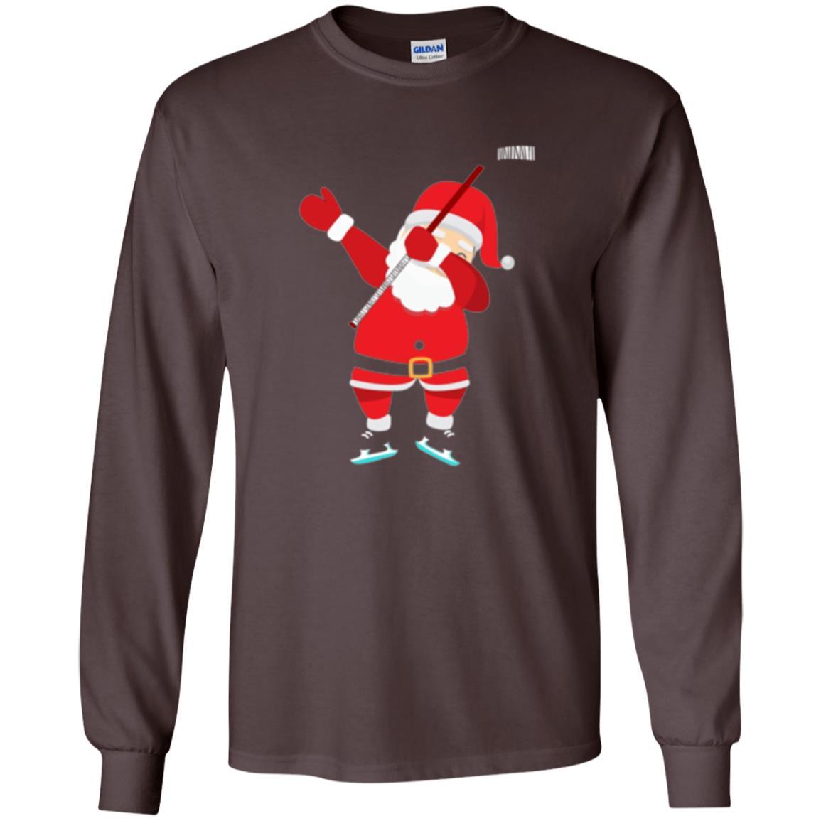 Christmas T-shirt Santa Claus Dabbing Hockey Dark Chocolate