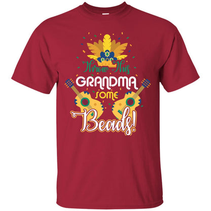 Mardi Gras T-shirt Throw This Grandma Some Beads Cardinal