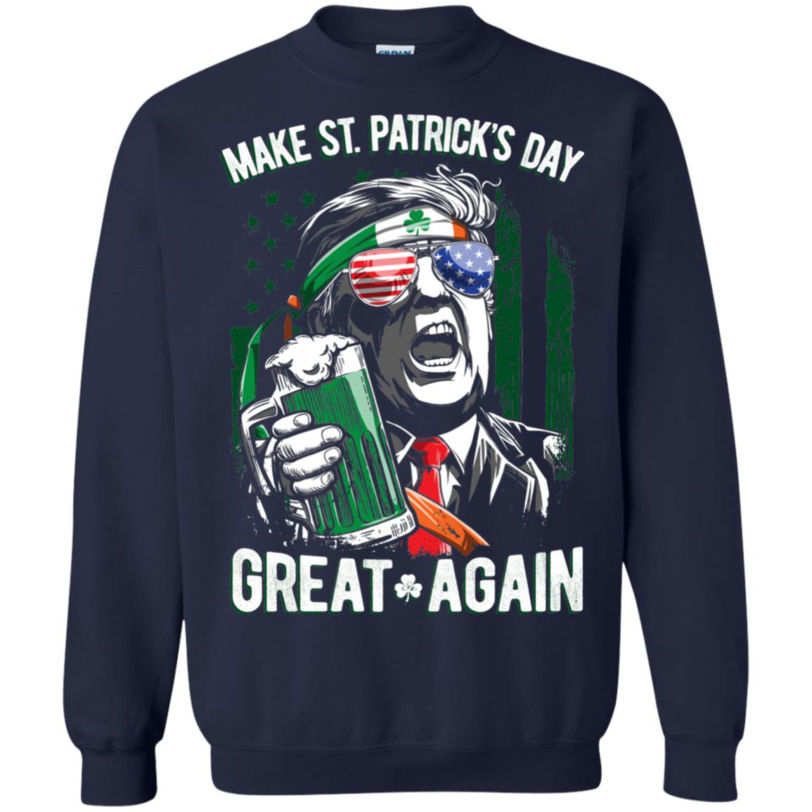 Make St Patricks Day Great Again Trump Leprechaun T-shirt Navy