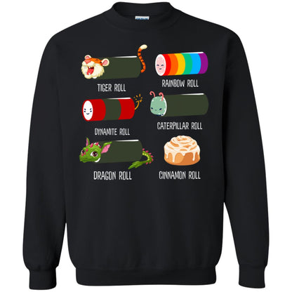 Tiger Roll Rainbow Roll Dynamite Roll Caterpillar Roll Dargon Roll Cinnamom Roll Shirt Black