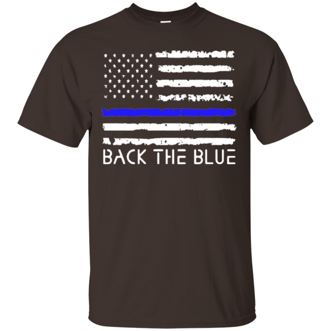 Thin Blue Line T-shirt Back The Blue Dark Chocolate