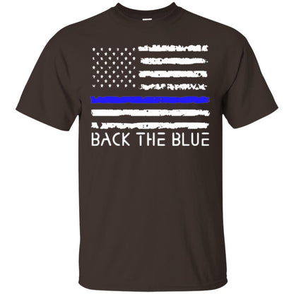 Thin Blue Line T-shirt Back The Blue Dark Chocolate
