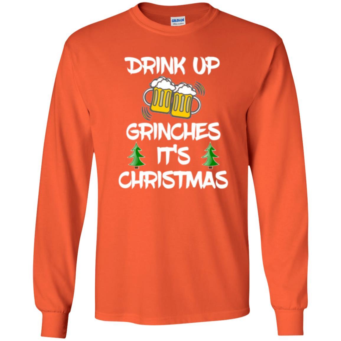 Beer Lover T-shirt Drink Up Beer Grinches It's Christmas Orange