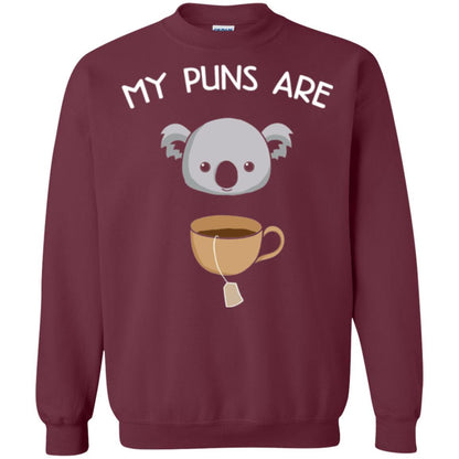 Animal Puns T-shirt My Puns Are Koala Tea Maroon