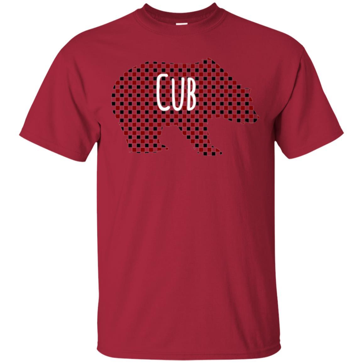 Family Christmas T-shirt Red Plaid Cub Bear Cardinal