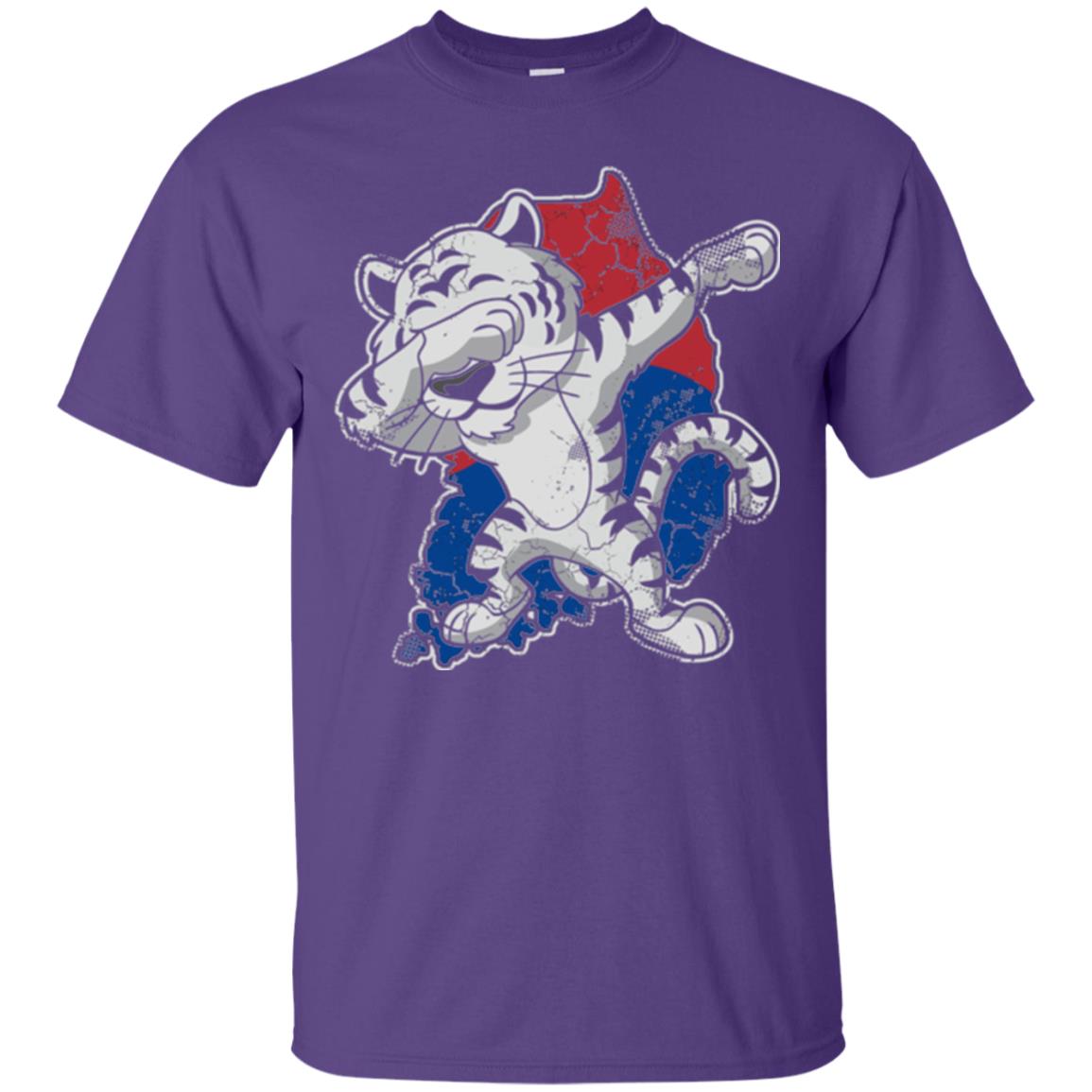 Dabbing White Tiger South Korea Flag T-shirt Purple