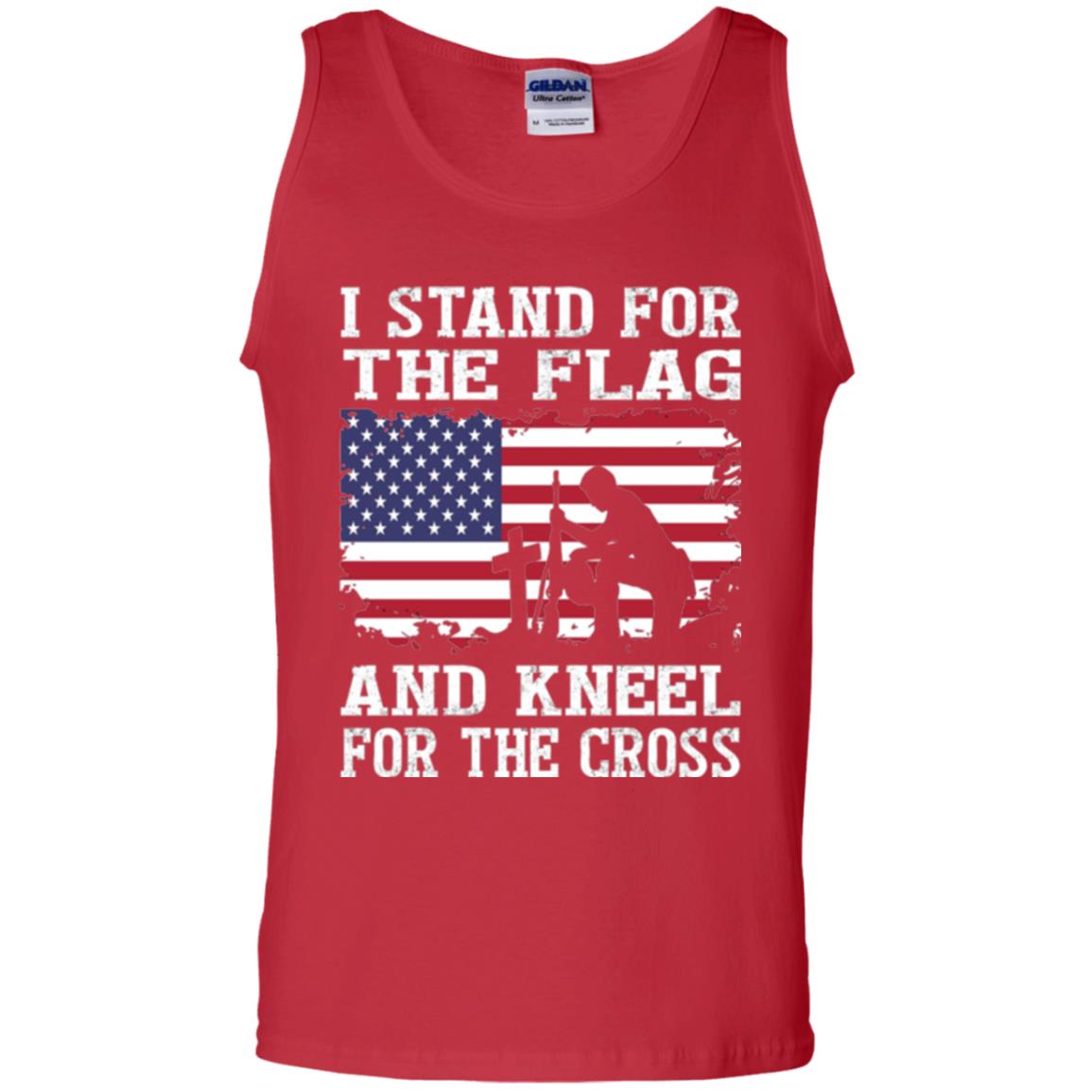 Miiitary T-shirt Stand For The Flag And Kneel For The Cross Red
