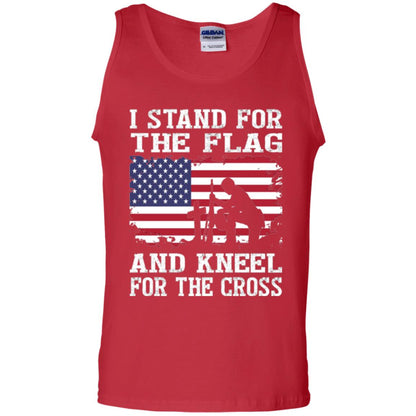 Miiitary T-shirt Stand For The Flag And Kneel For The Cross Red