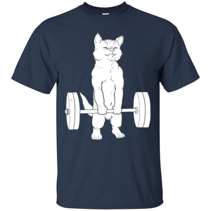 Gymming Lovers T-shirt Cat Deadlift Powerlifting Navy