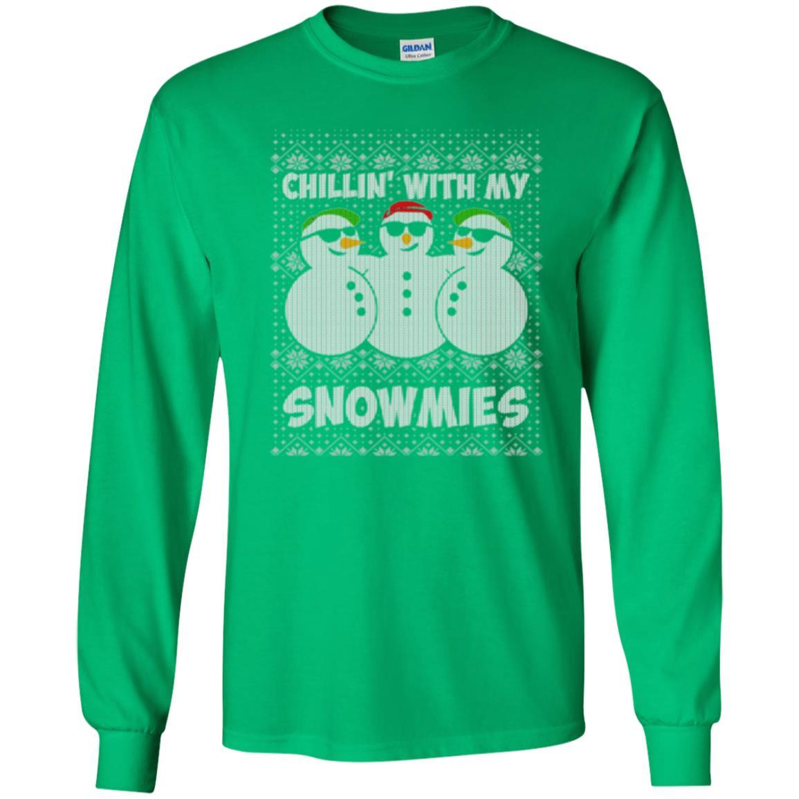 Christmas T-shirt Chillin With My Snowmies Irish Green
