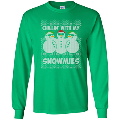 Christmas T-shirt Chillin With My Snowmies Irish Green
