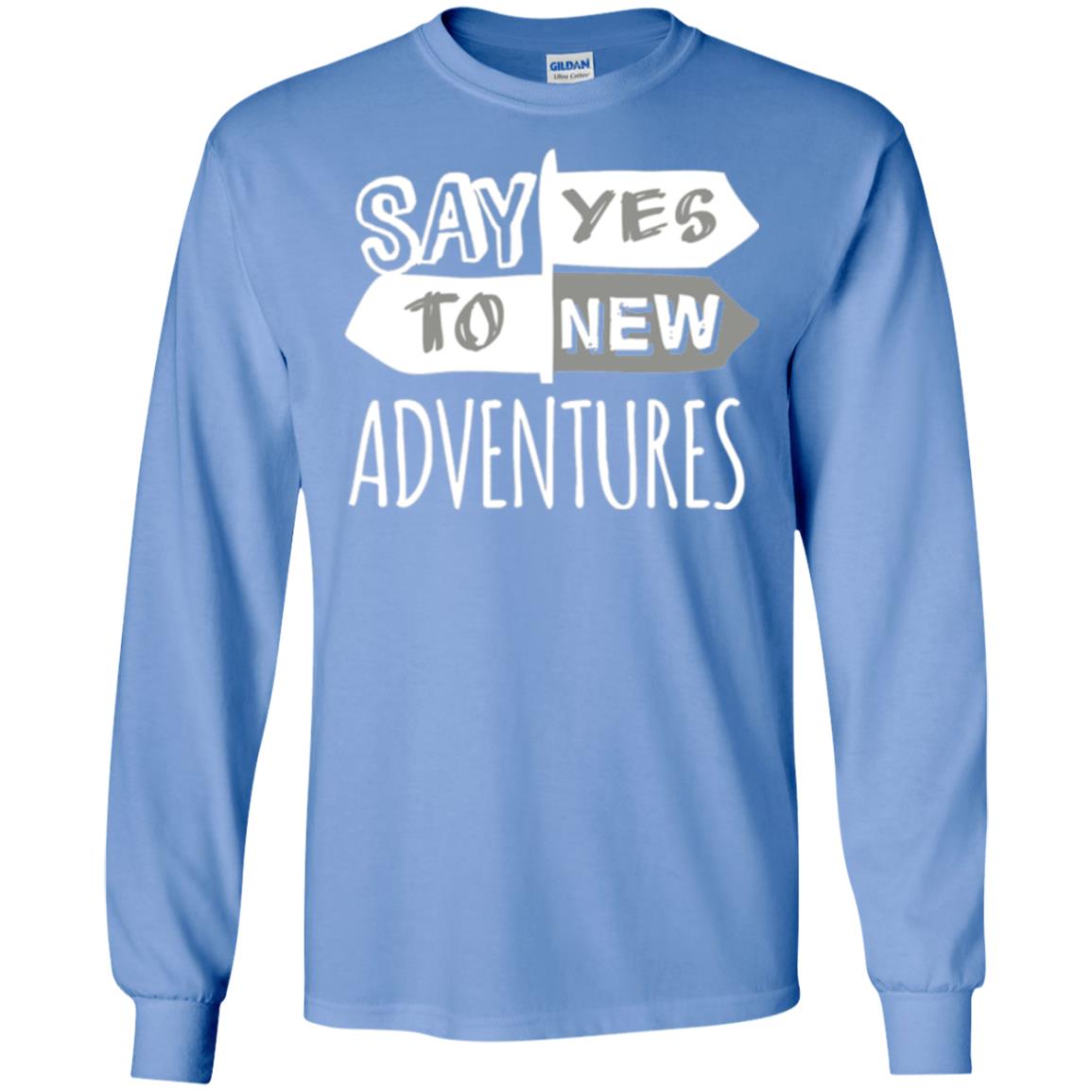 Say Yes To New Adventures Travel Explore Wanderlust T-shirt Carolina Blue