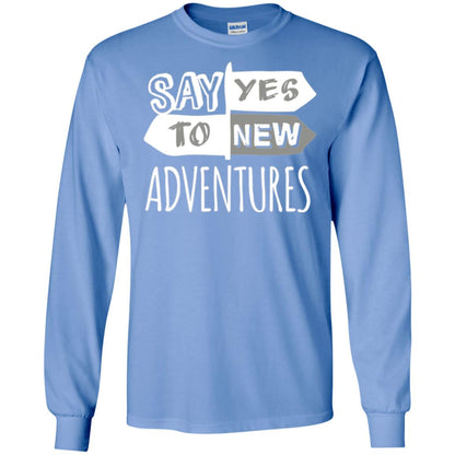 Say Yes To New Adventures Travel Explore Wanderlust T-shirt Carolina Blue