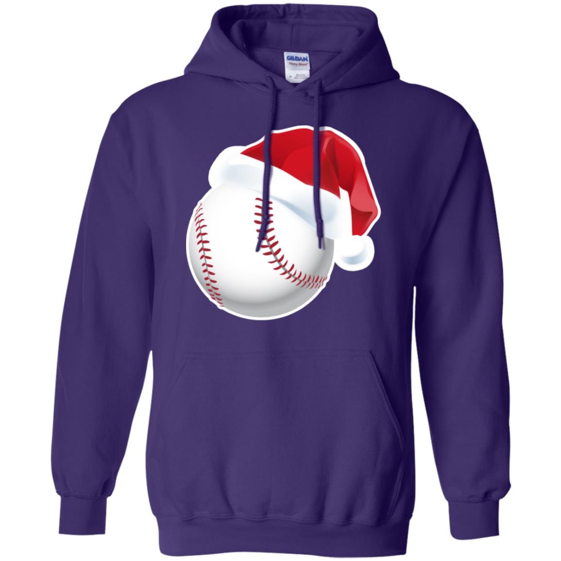 Baseball With Santa Claus Hat X-mas Shirt For Baseball Lovers Purple