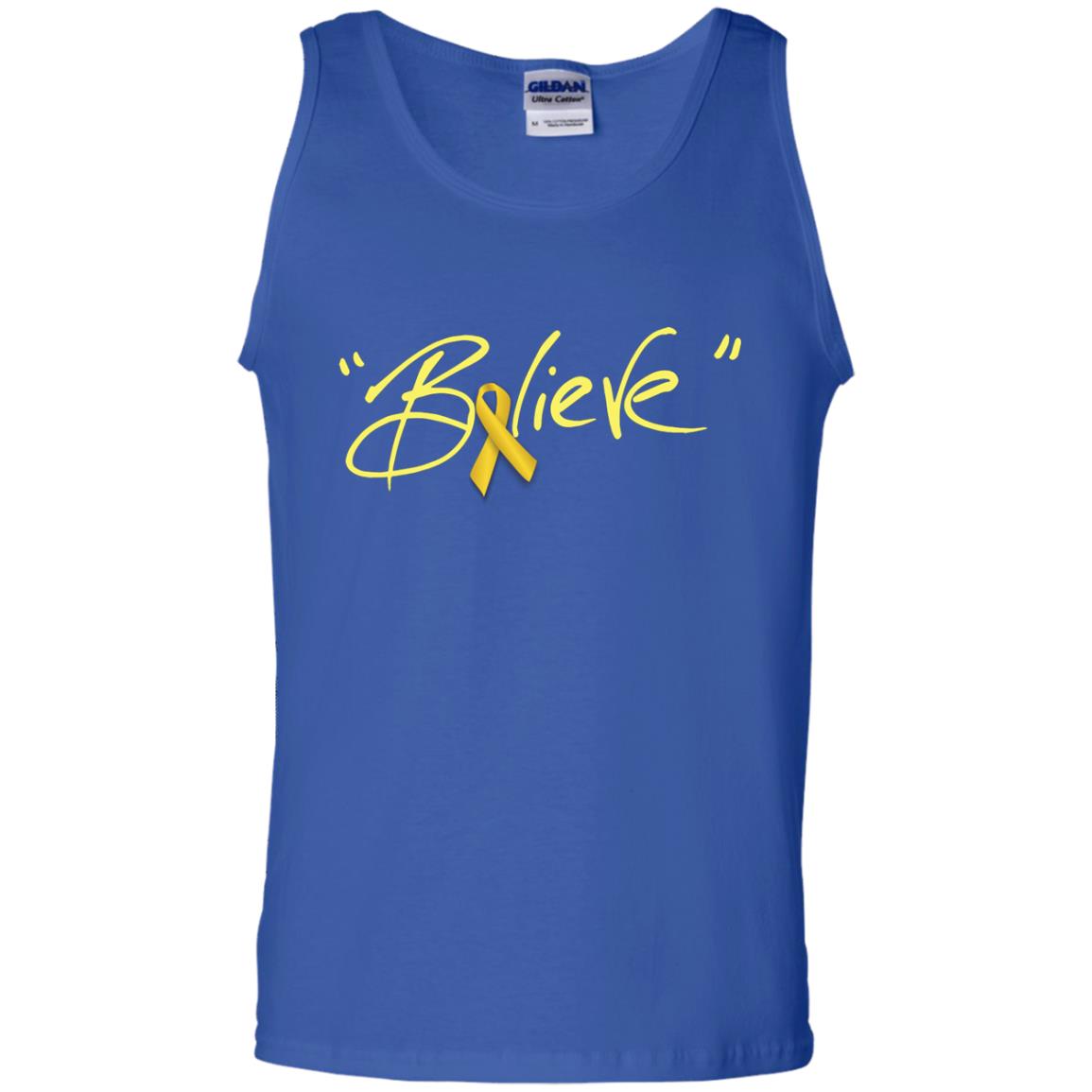 Childhood Cancer Awareness Shirt Gold Ribbon Believe Royal