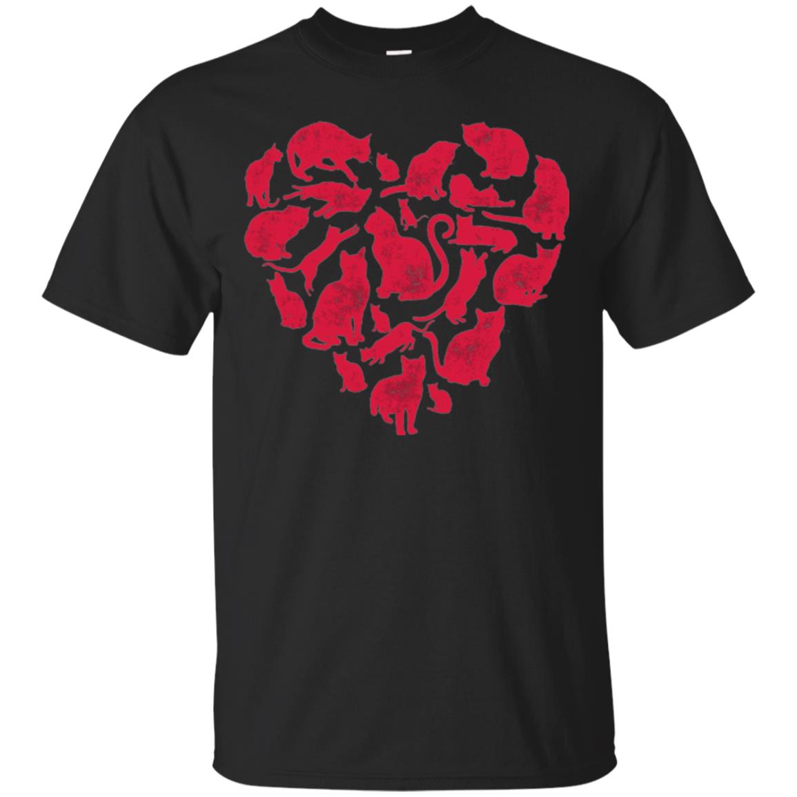 Valentines Day Cat T-shirt Black