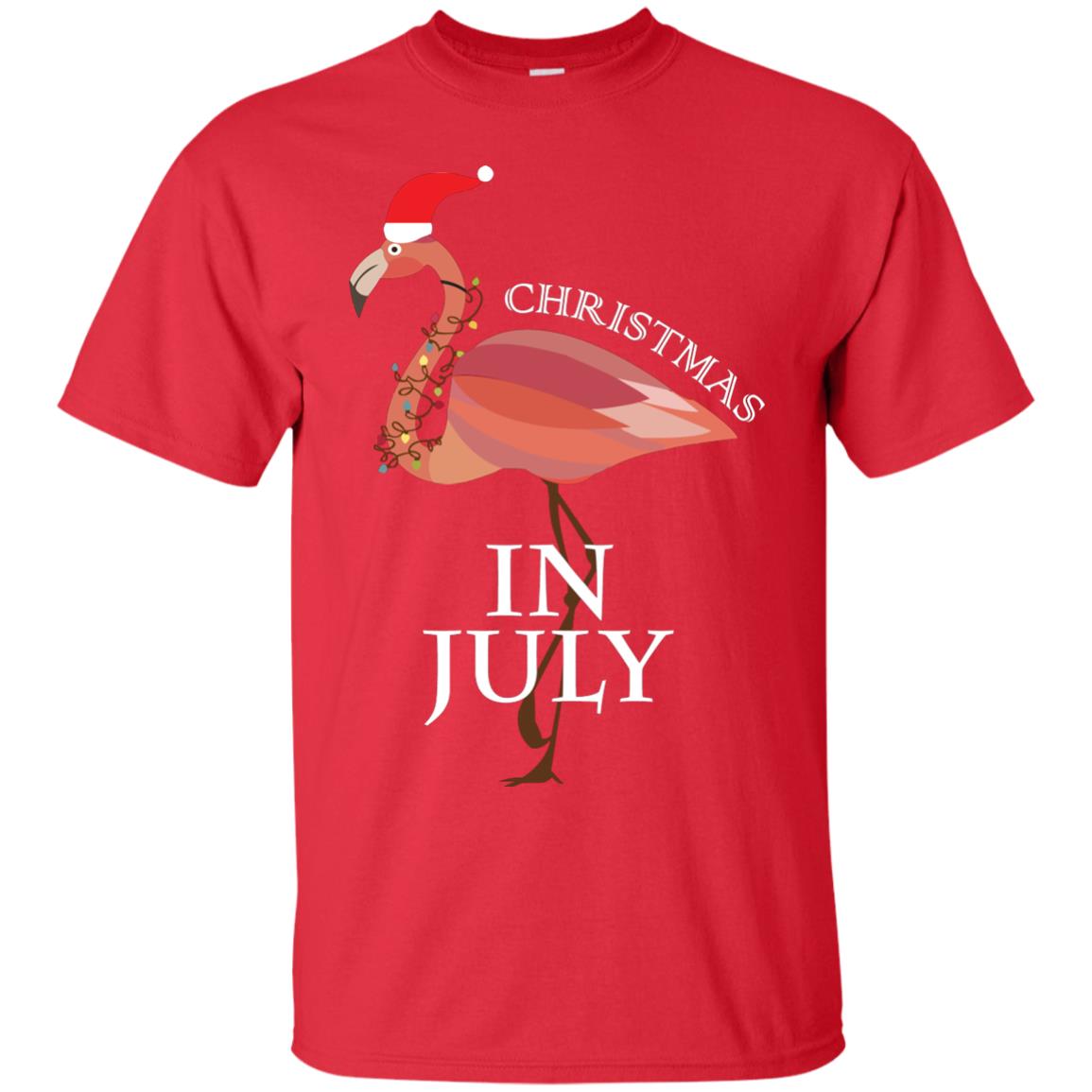 Flamingo With Santa_s Hat Christmas In July Xmas In Summer Shirt Red