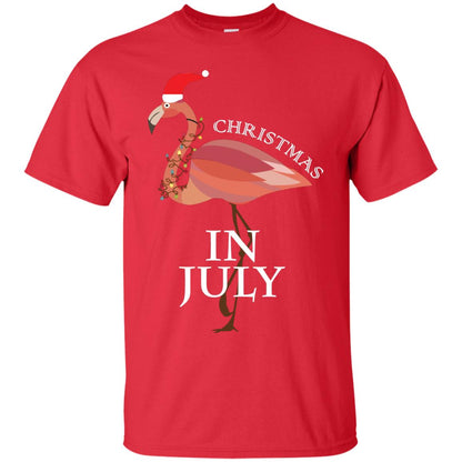 Flamingo With Santa_s Hat Christmas In July Xmas In Summer Shirt Red