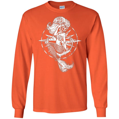 Mermaid Lover T-shirt Skull Mermaid Orange