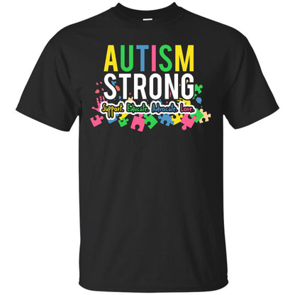 Autism Strong Support Educate Advocate Love Autism Awearness T-shirt Black