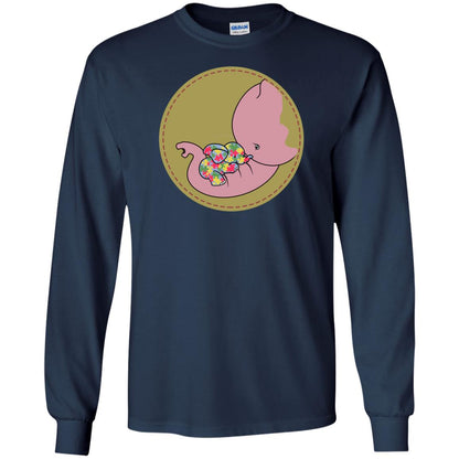 Elephant Mom And Baby Autism Awareness Shirt Navy