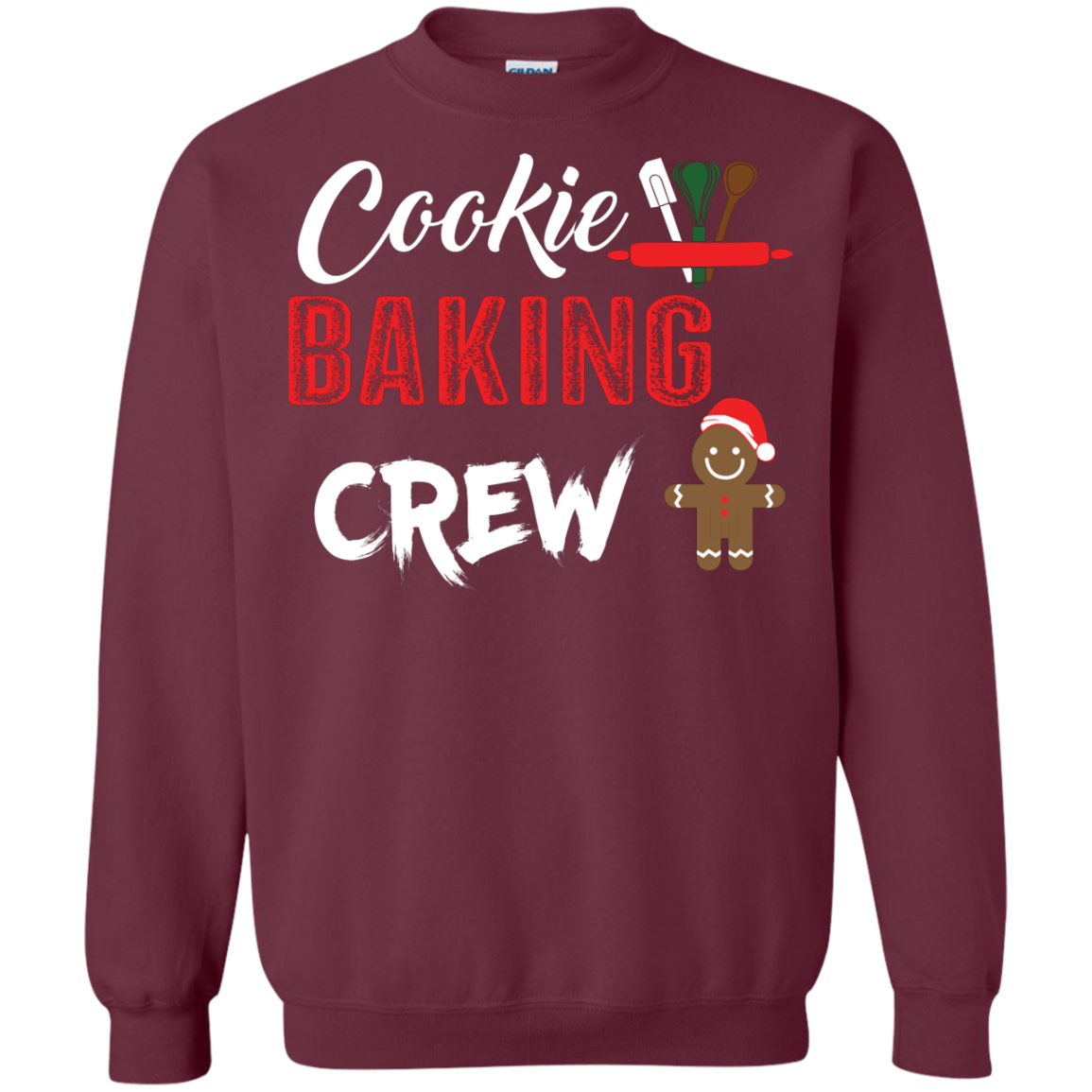 Christmas T-Shirt Cookie Baking Crew Maroon