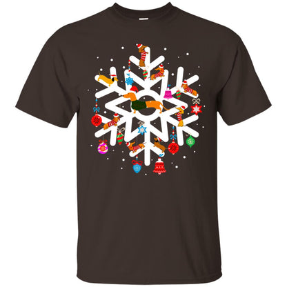 Winter Snow Flower Decorating Bauble And Dachshund X-mas Gift Shirt Dark Chocolate