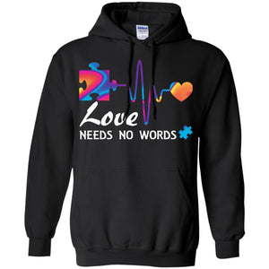 Love Needs No Words Puzzle Heartbeat Gift Shirt For Autism Awareness