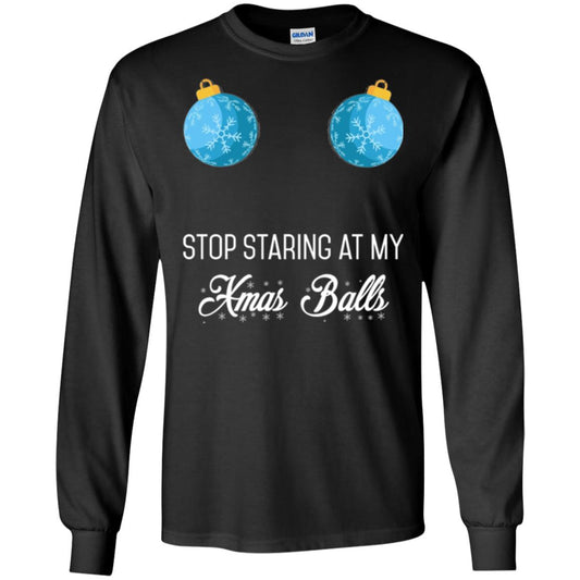 Christmas T-shirt Stop Staring At My Xmas Balls Black